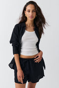Relaxed linen blend shorts