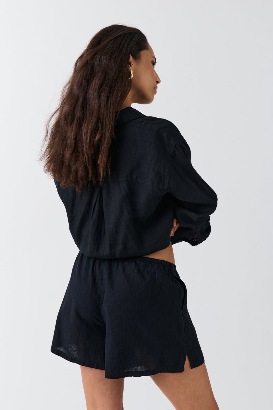 Relaxed linen blend shorts