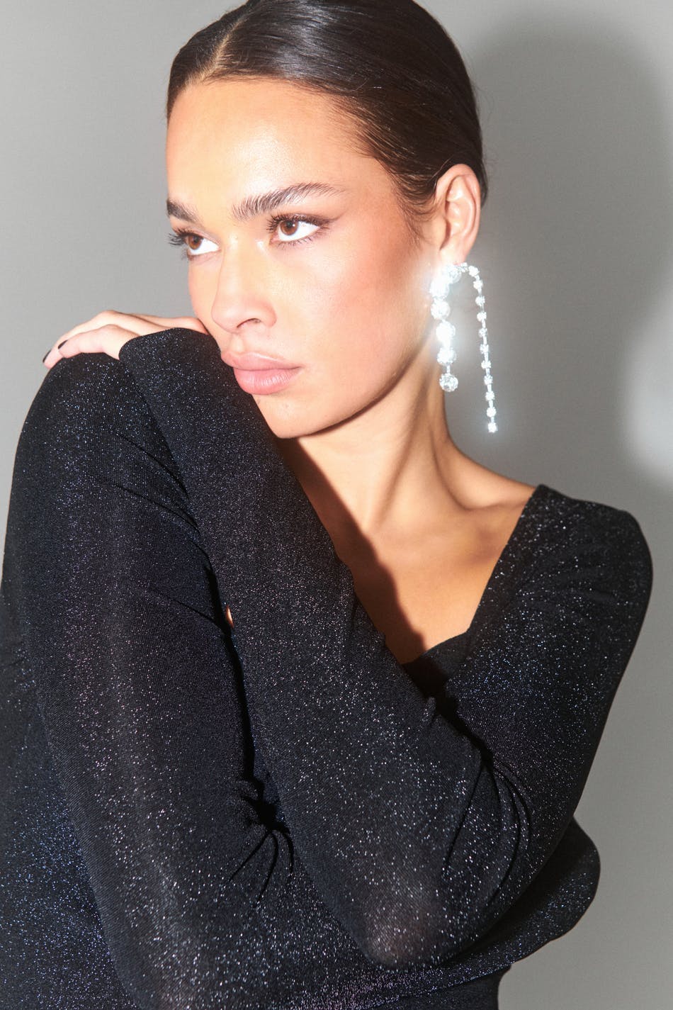 Square neck glitter top