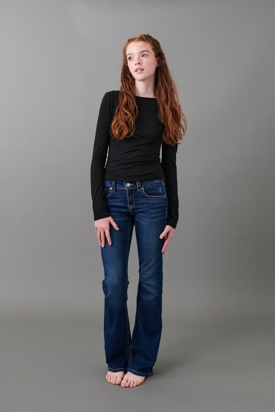 chunky low flare jeans