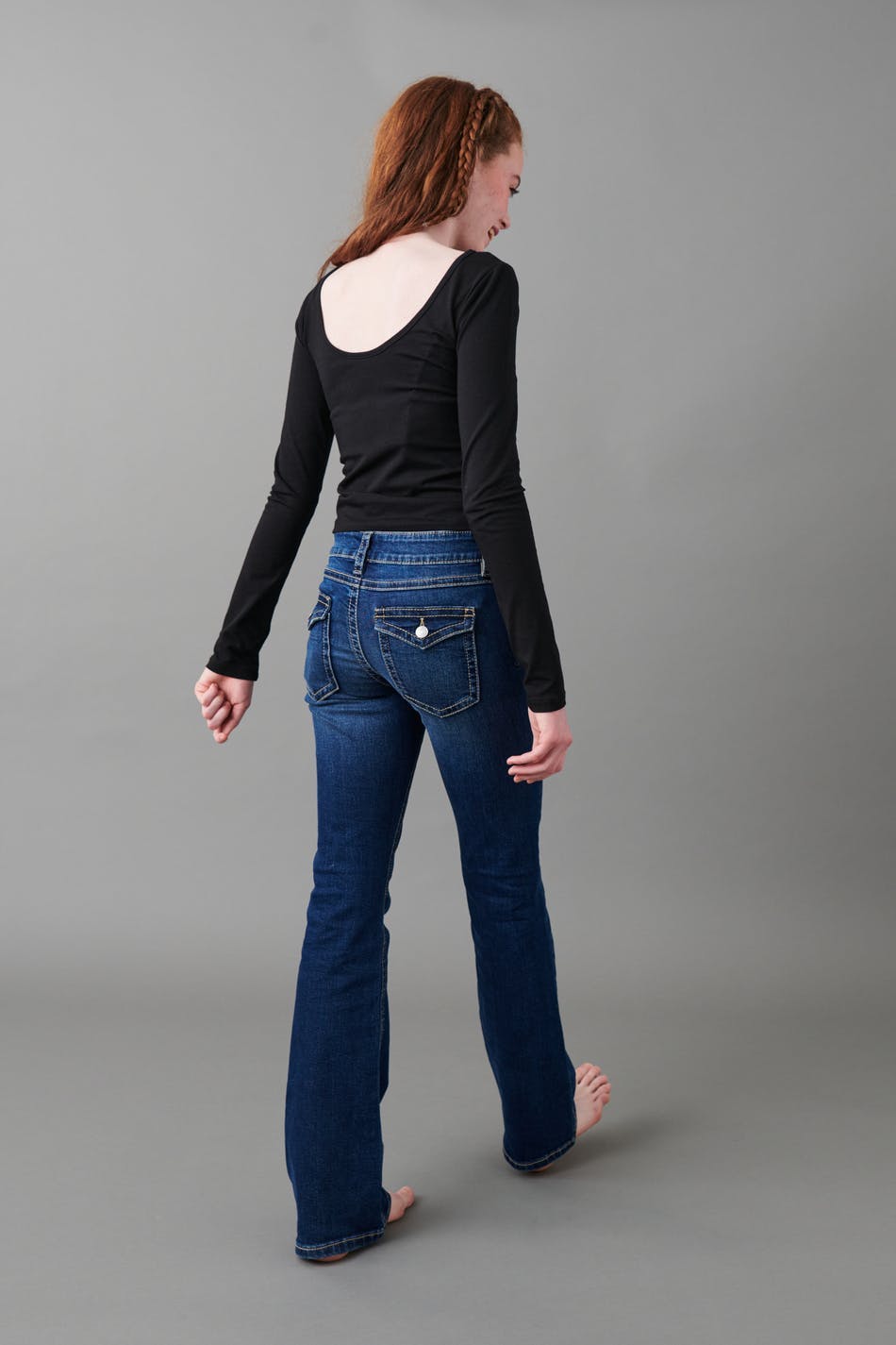 chunky low flare jeans
