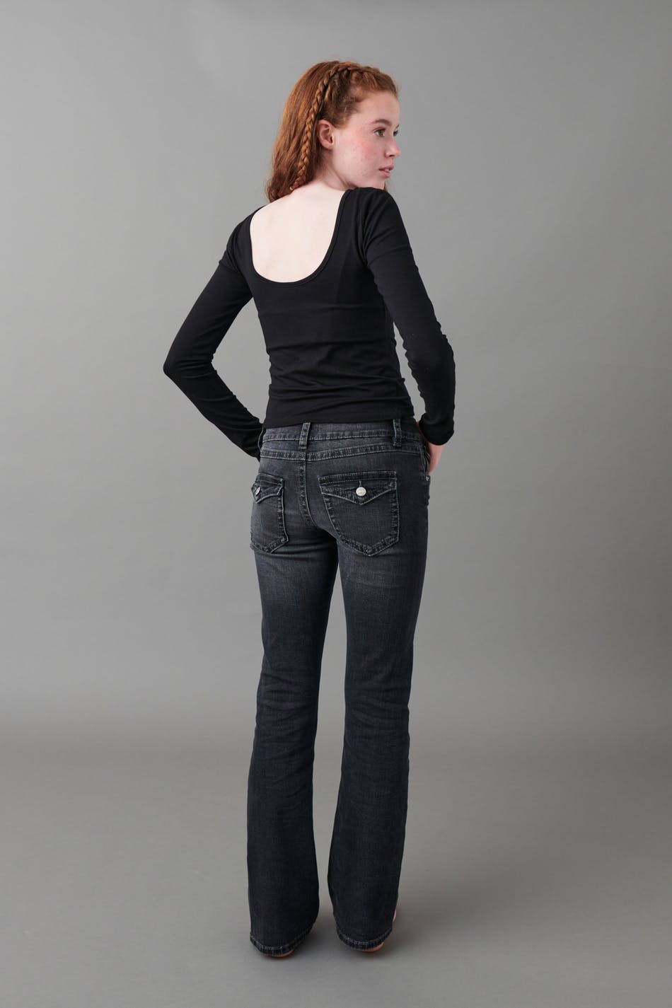 chunky low flare jeans