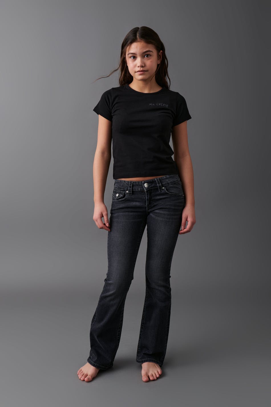 chunky low flare jeans