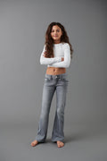 chunky low flare jeans
