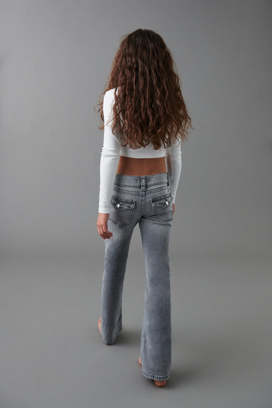 chunky low flare jeans