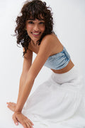 Smock denim tube top