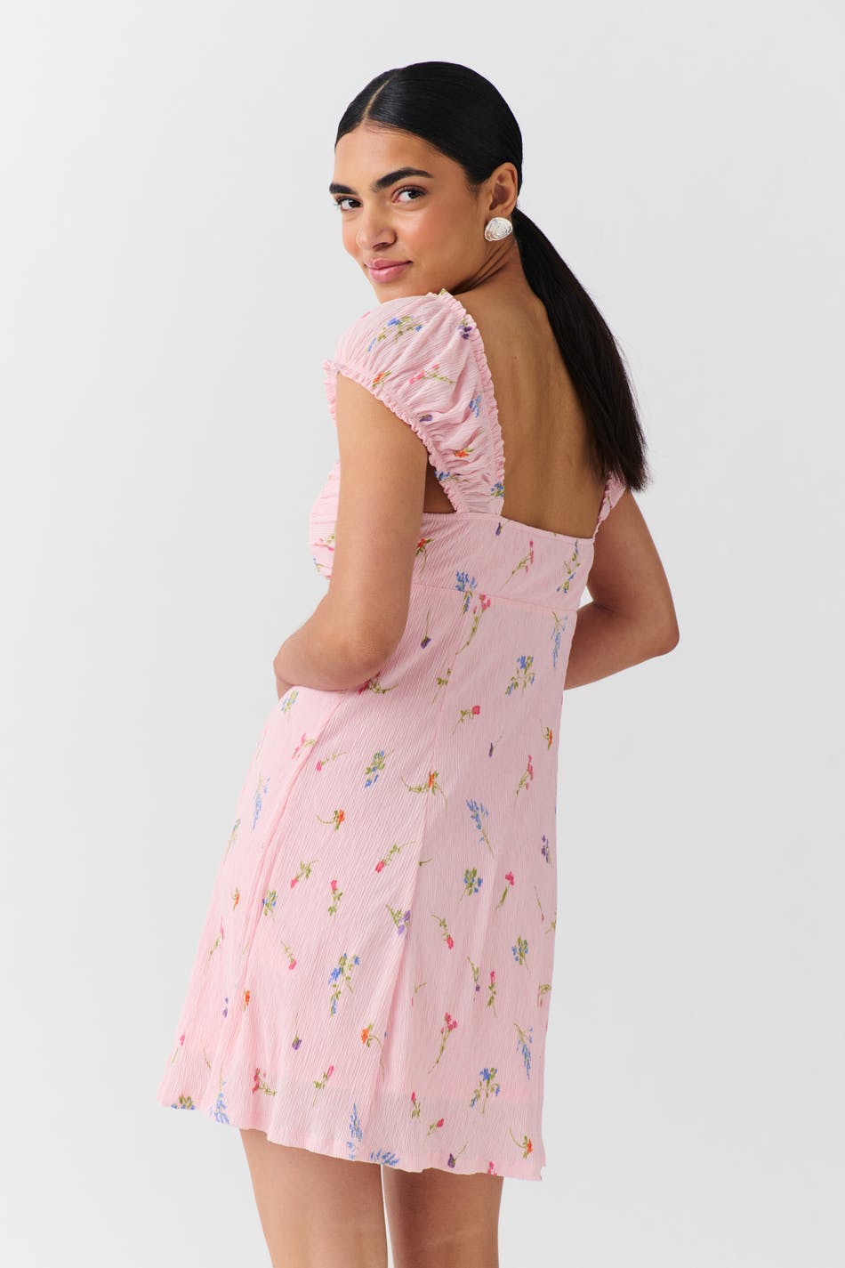 Crinkle mini dress