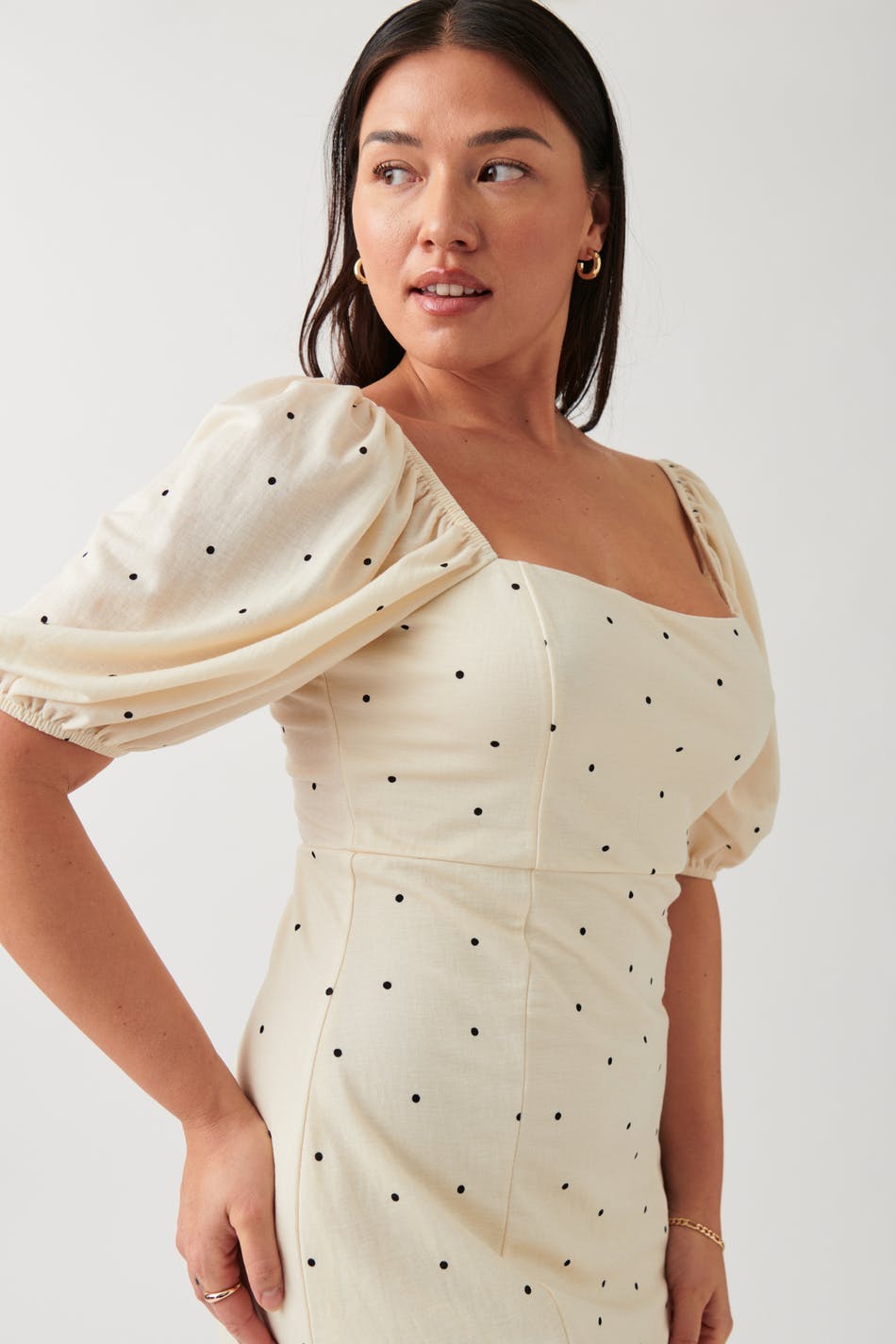 Puff sleeve midi dress