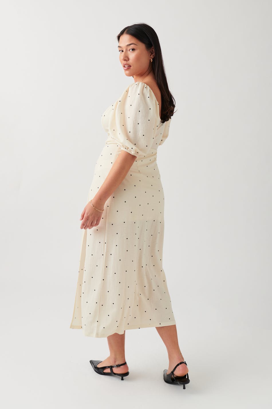 Puff sleeve midi dress