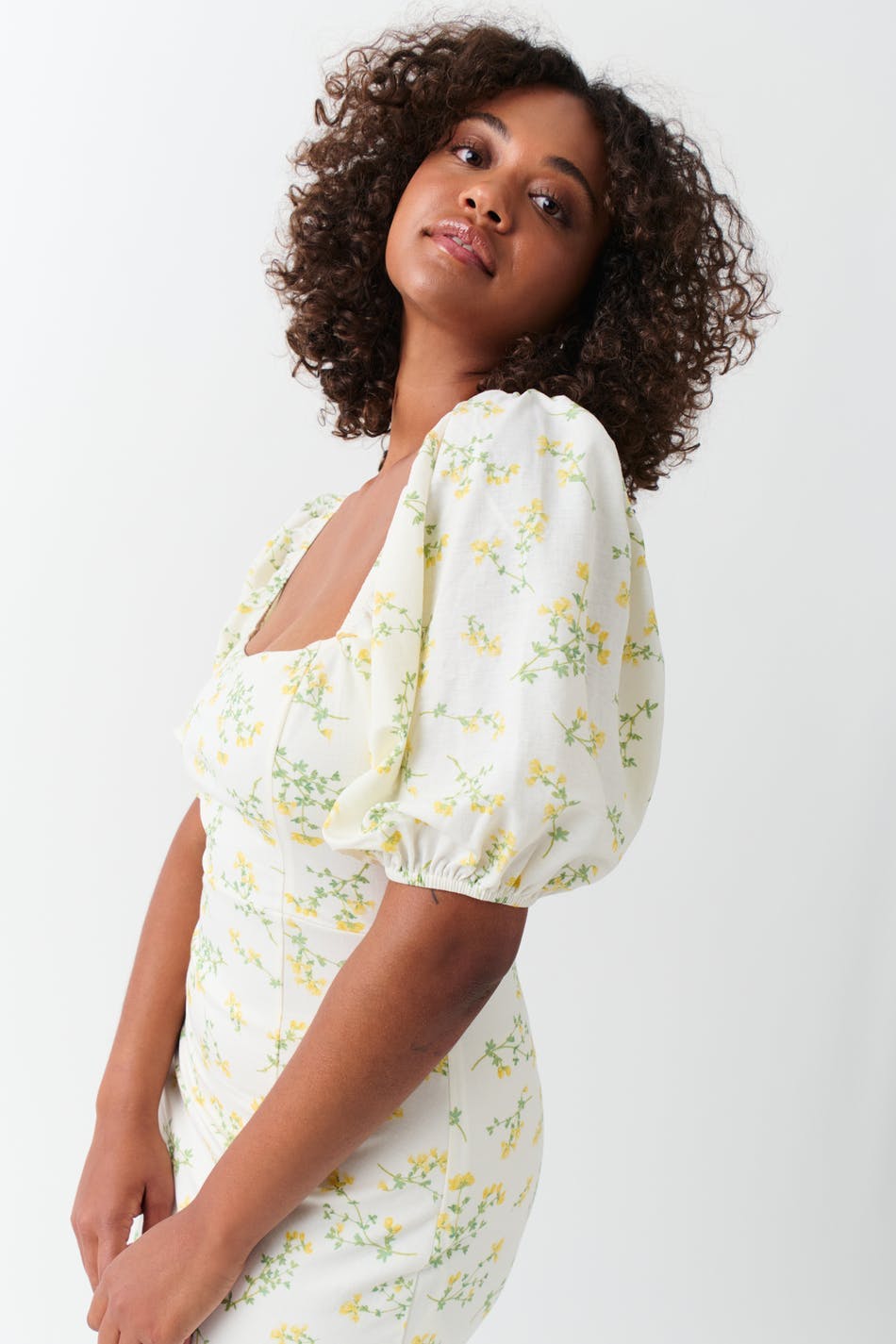 Puff sleeve midi dress