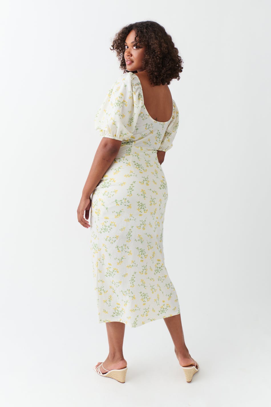 Puff sleeve midi dress