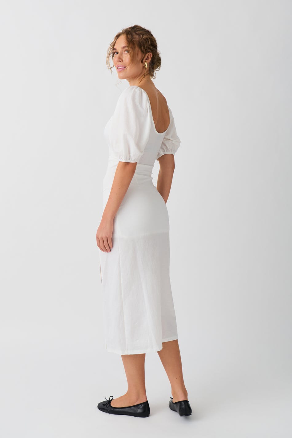 Puff sleeve midi dress