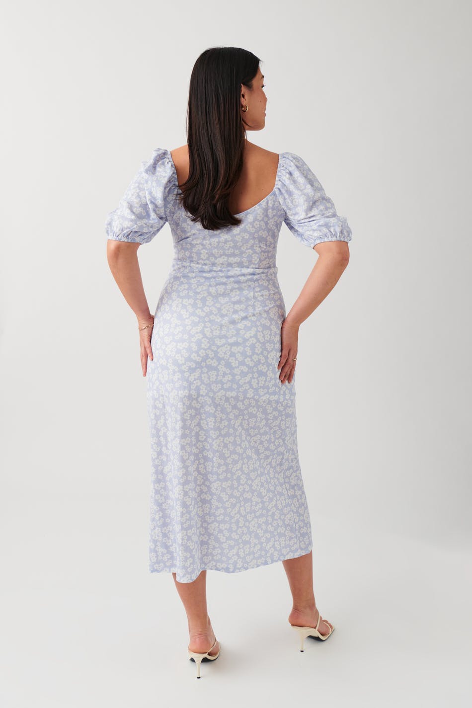 Puff sleeve midi dress