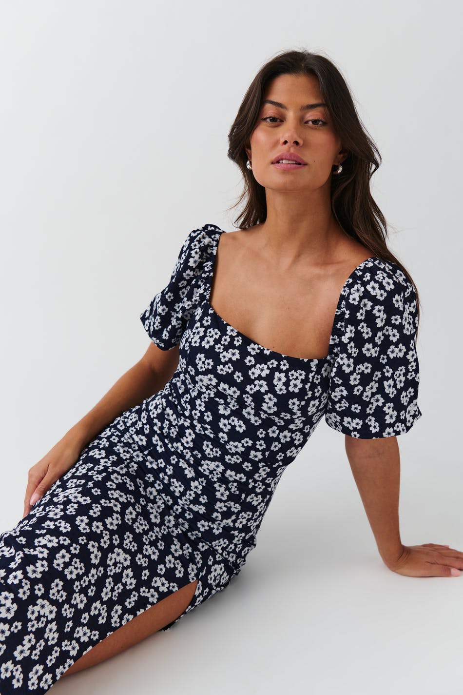 Puff sleeve midi dress