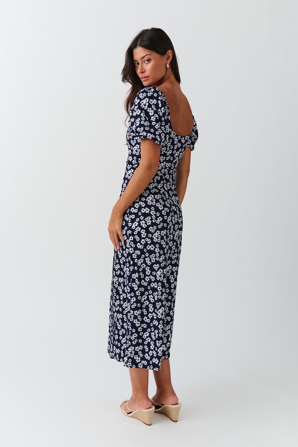 Puff sleeve midi dress