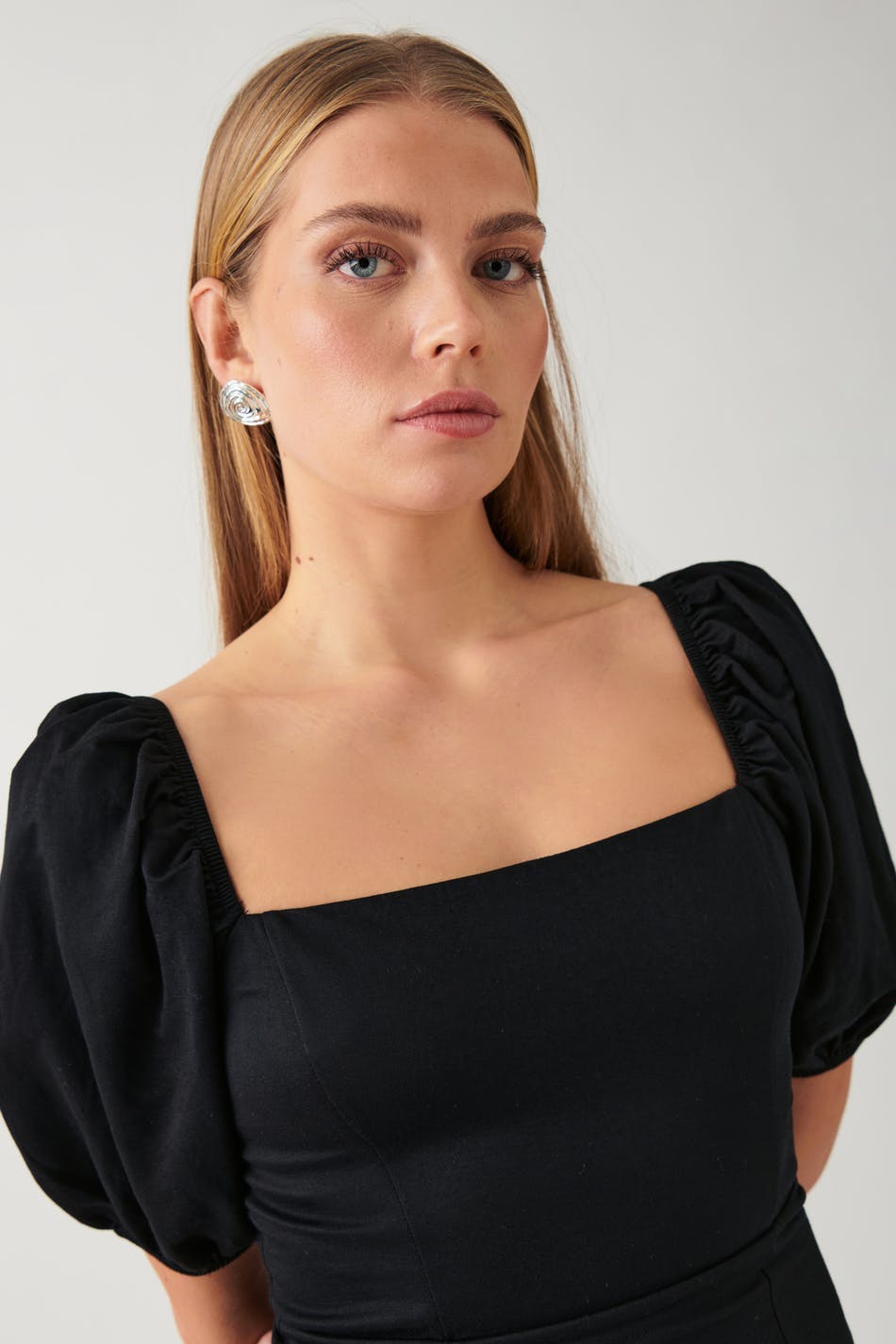 Puff sleeve midi dress