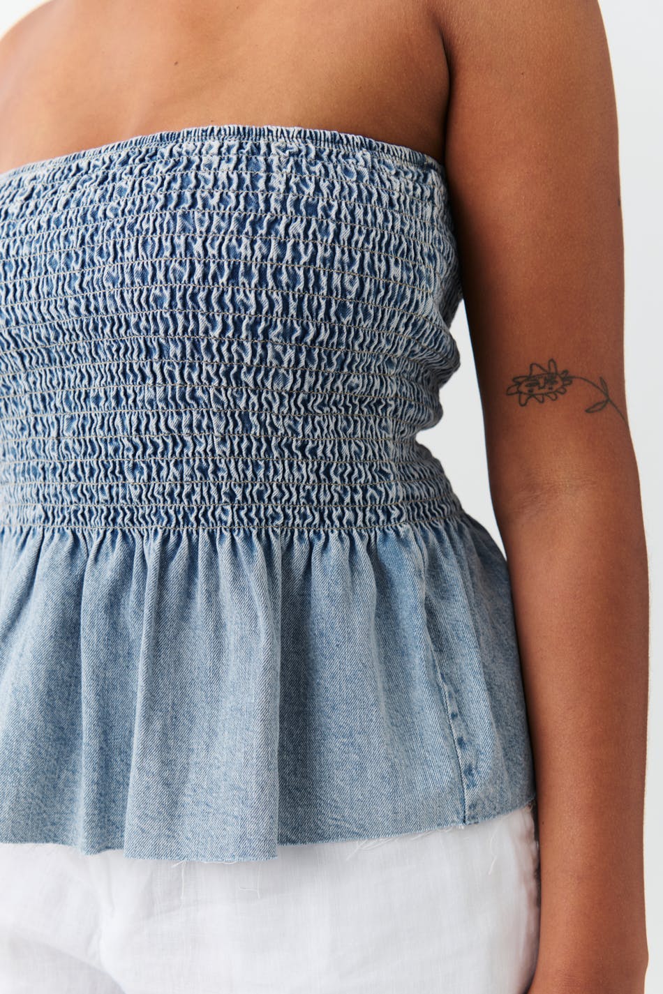 Smock peplum denim top