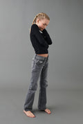 chunky basic flare jeans