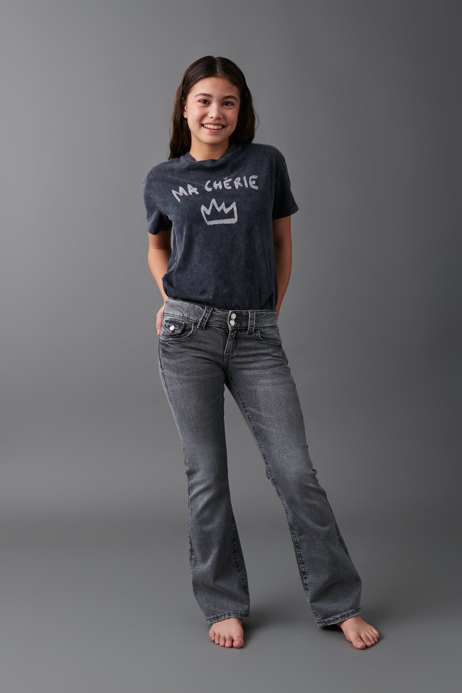 chunky basic flare jeans