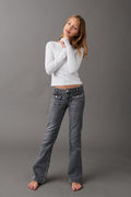 Front pocket bootcut jeans