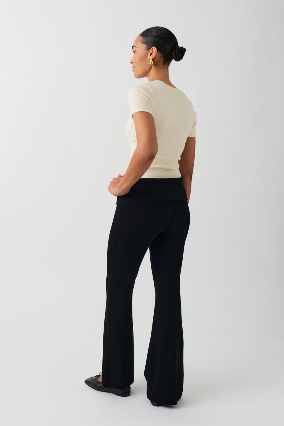 Knitted folded down trousers