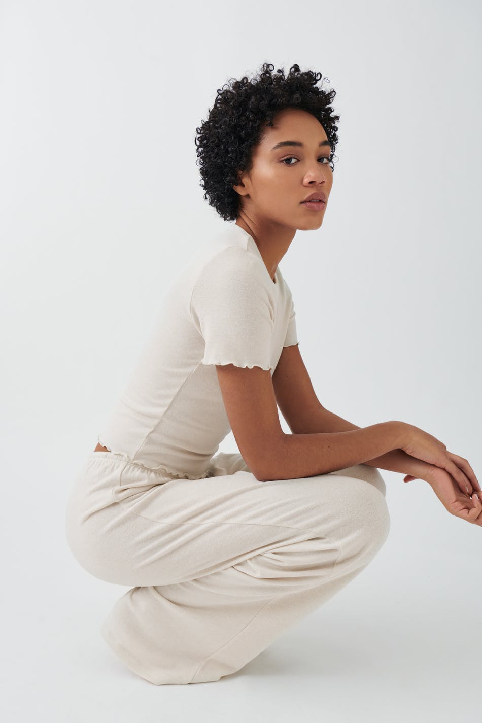 Drawstring wide trousers