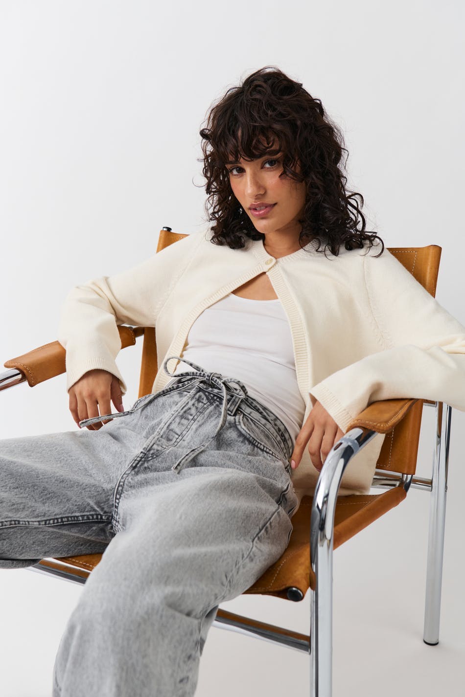 One button knit cardigan