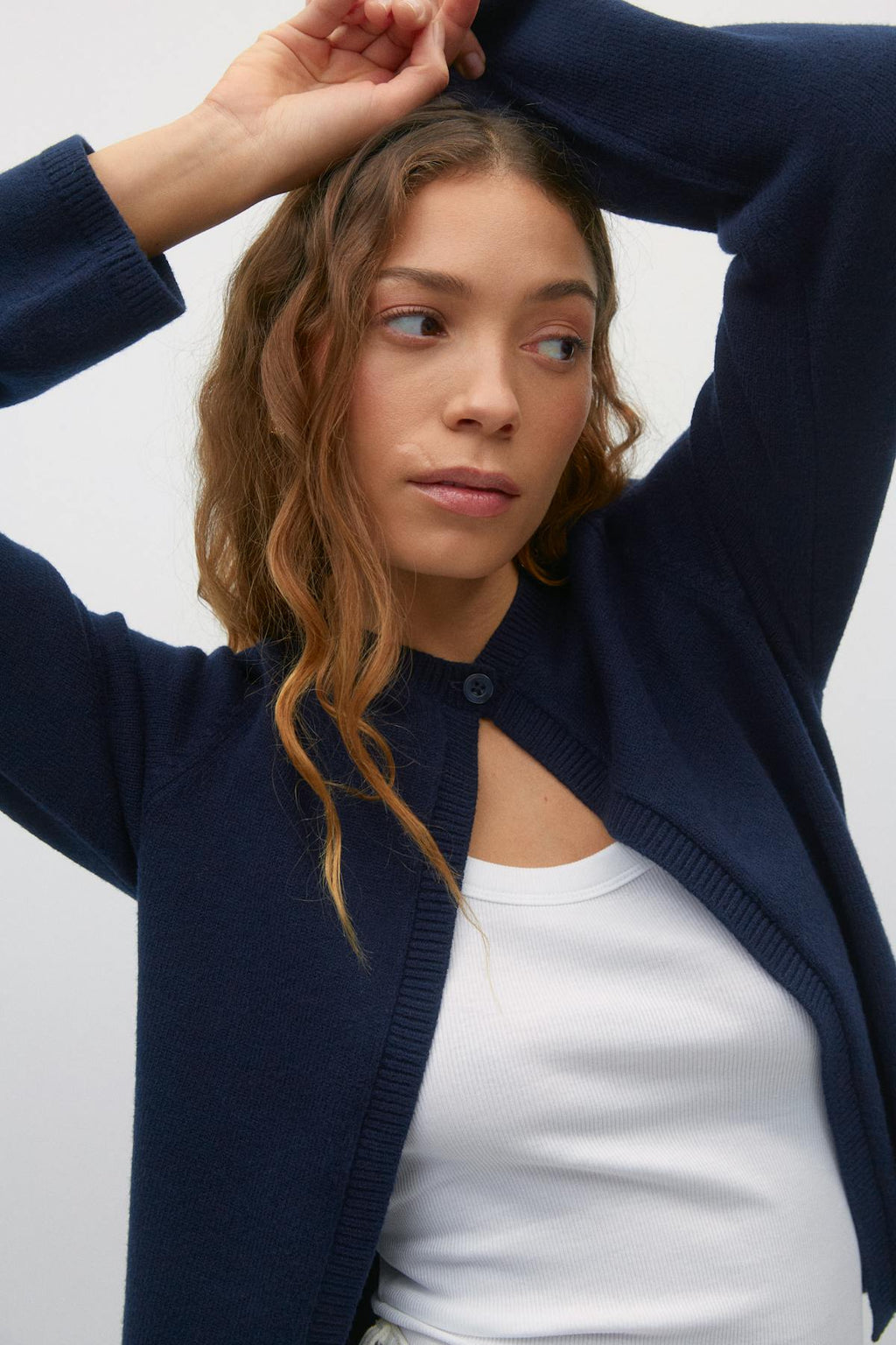 One button knit cardigan