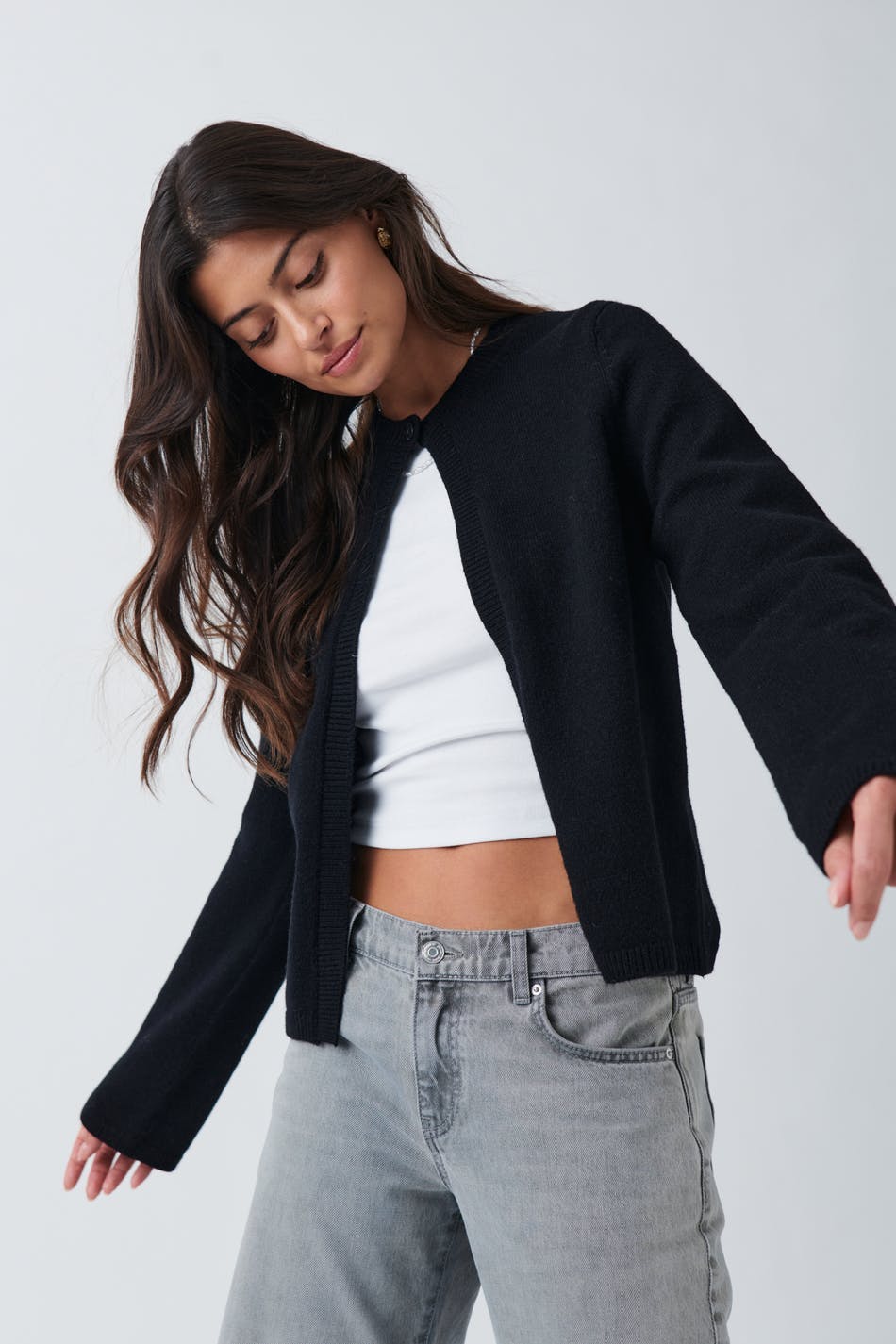 One button knit cardigan