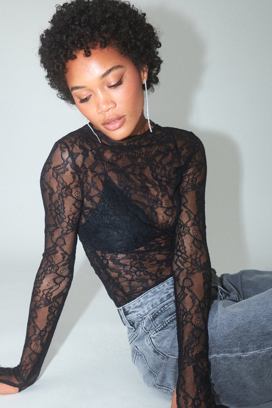 Boatneck lace top