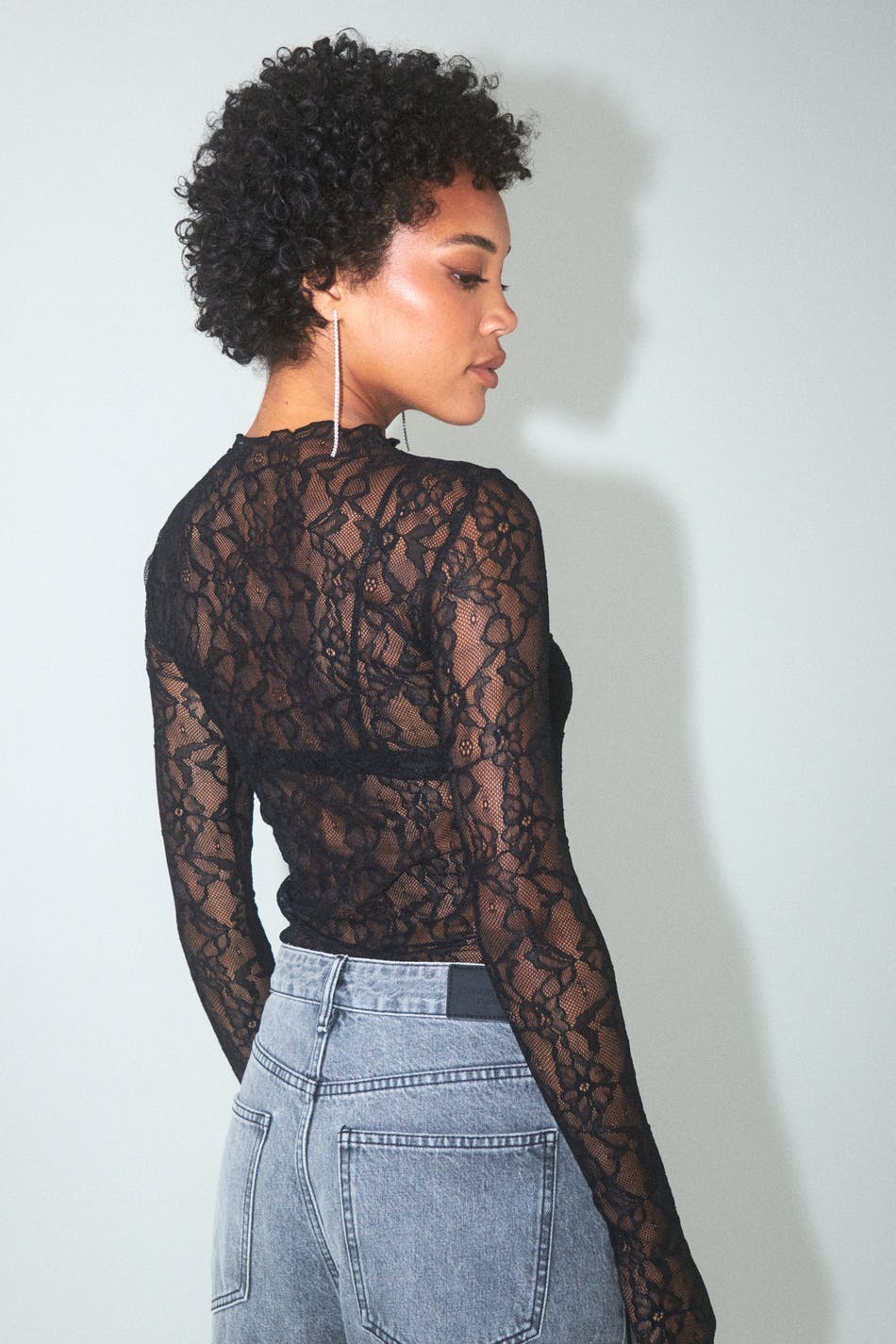 Boatneck lace top