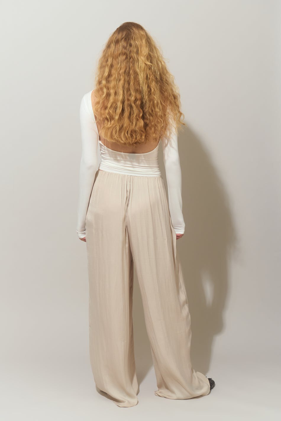 Wide satin trousers