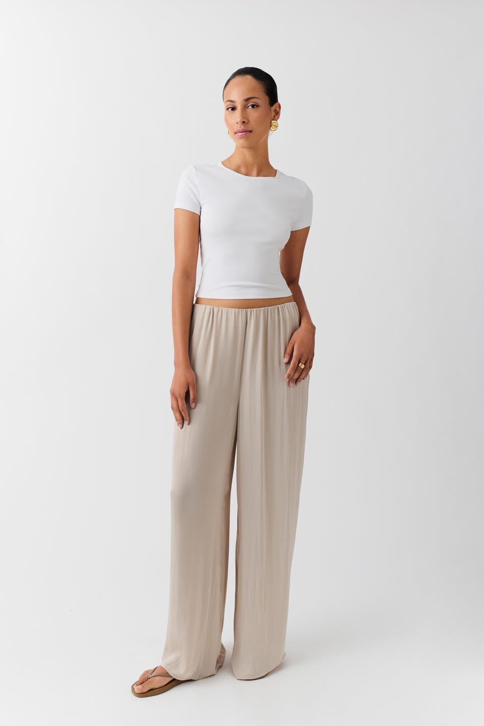 Wide satin trousers