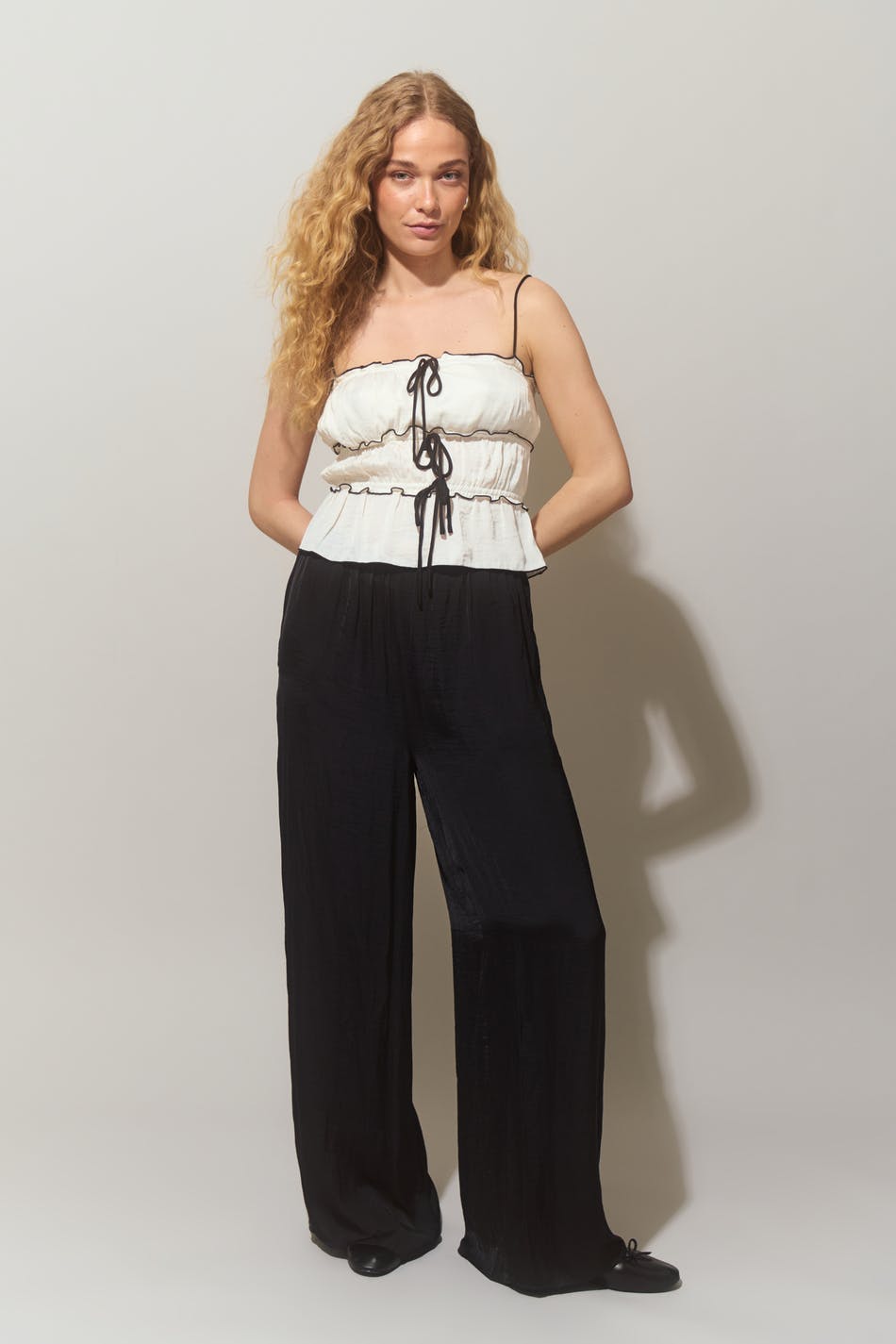 Wide satin trousers