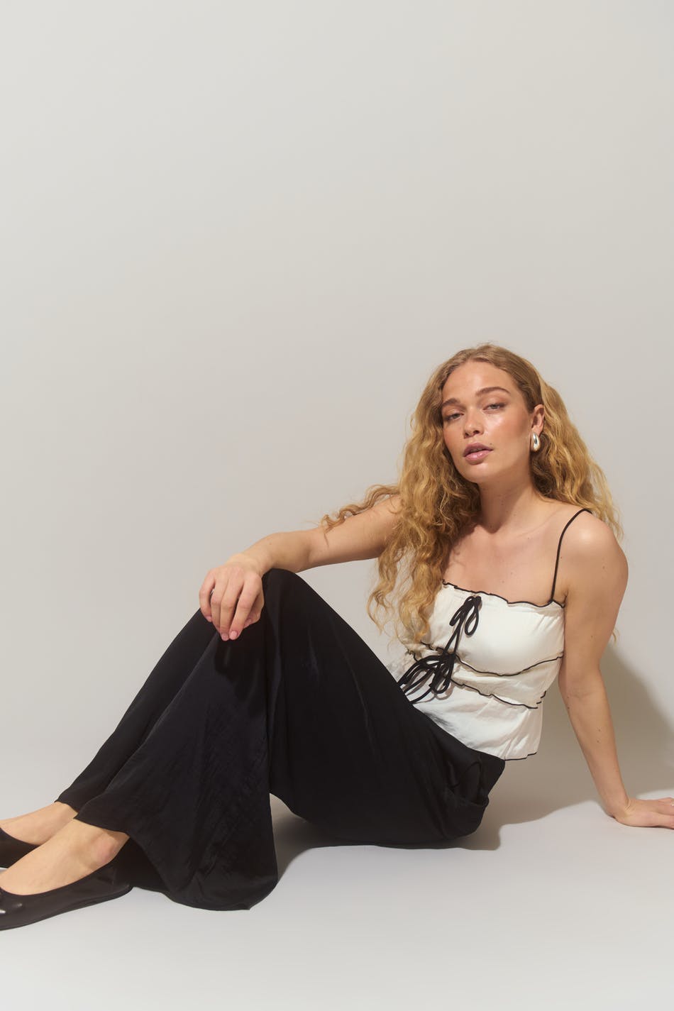 Wide satin trousers