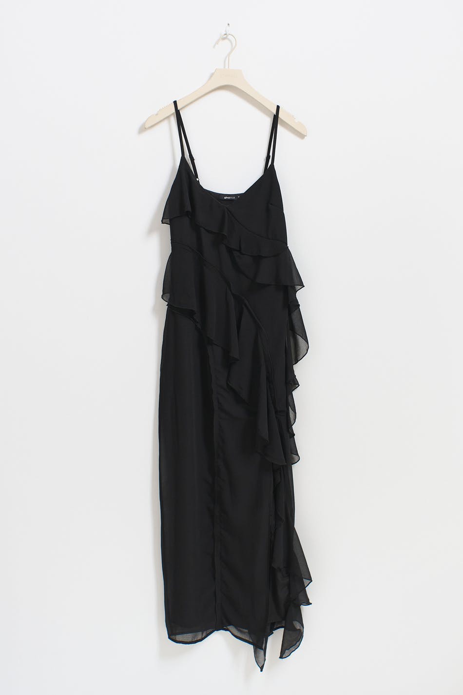 frill chiffon maxi dress
