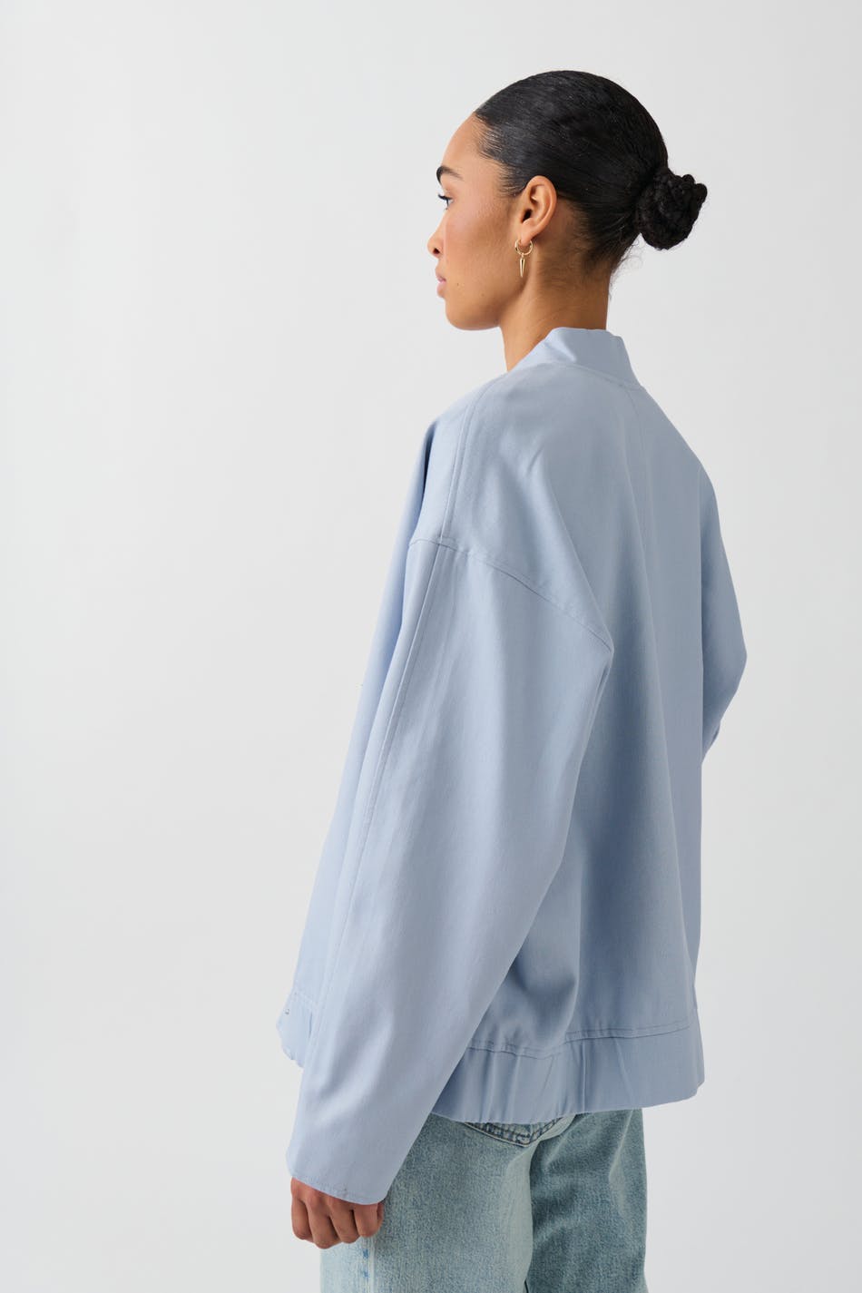 Linen blend bomber jacket
