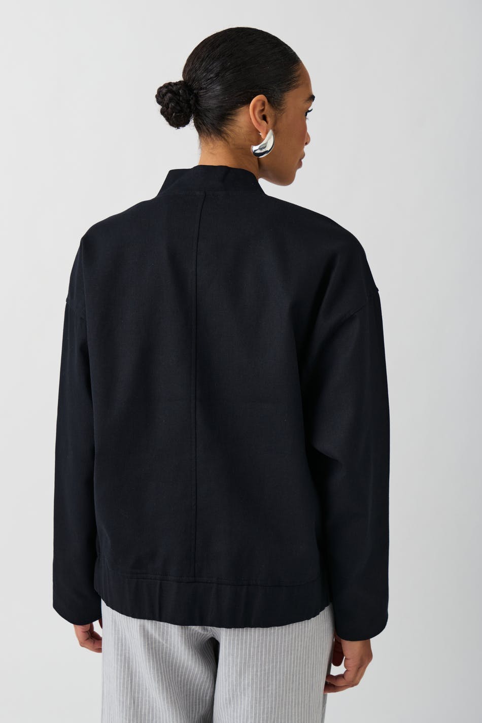 Linen blend bomber jacket