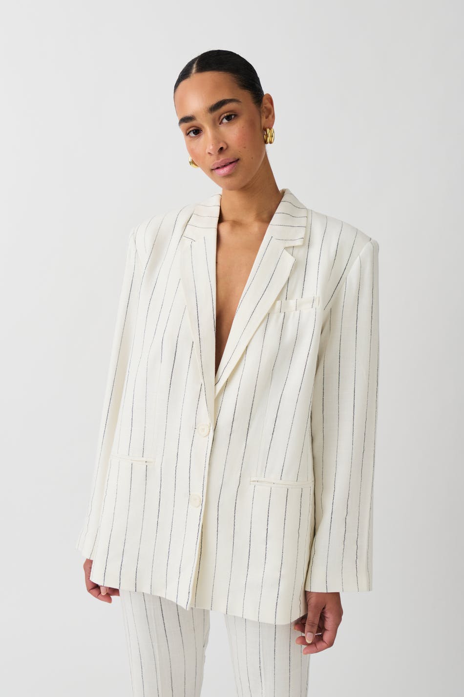 Texture linen blend blazer