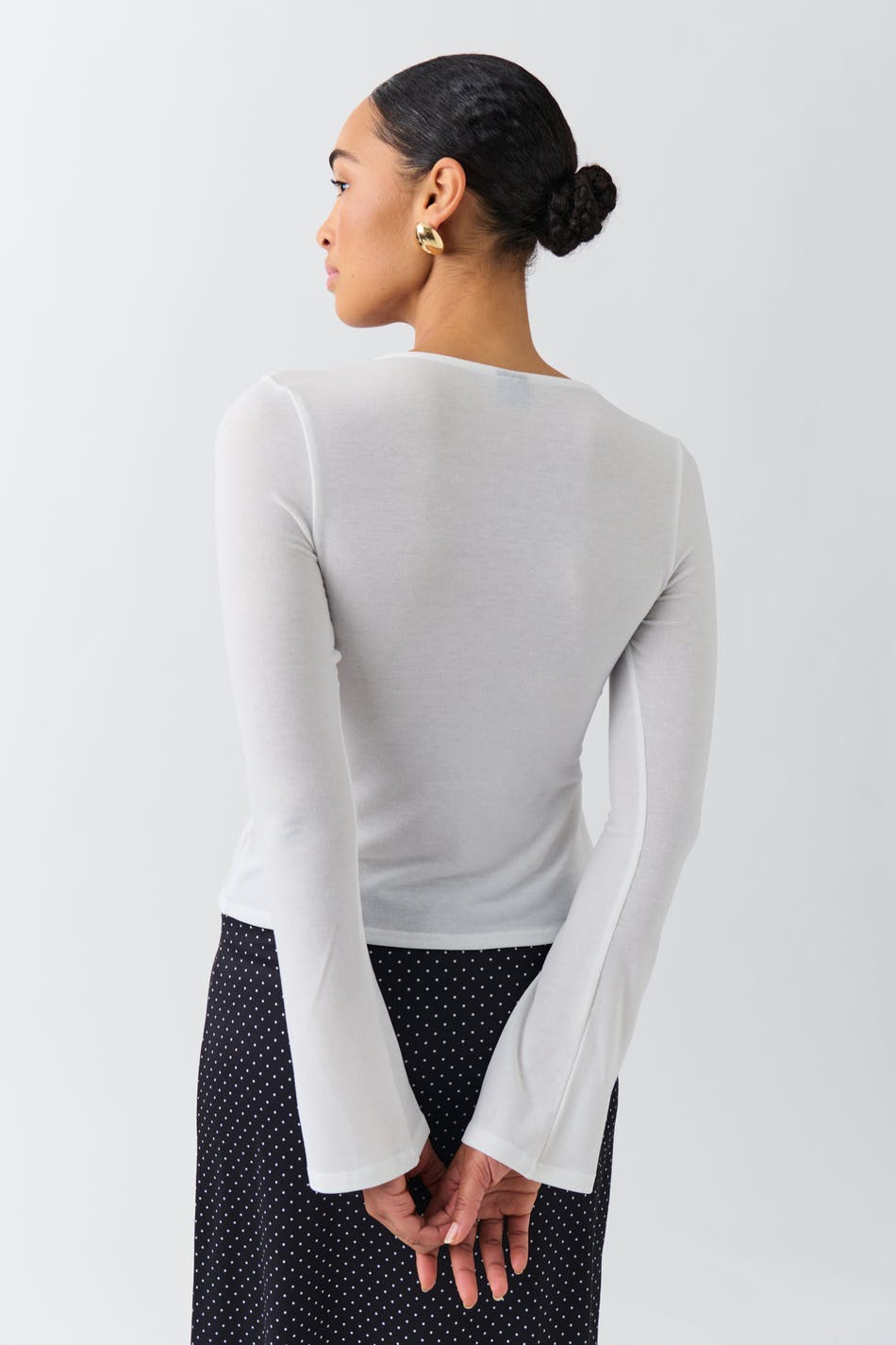 Tie front long sleeve top