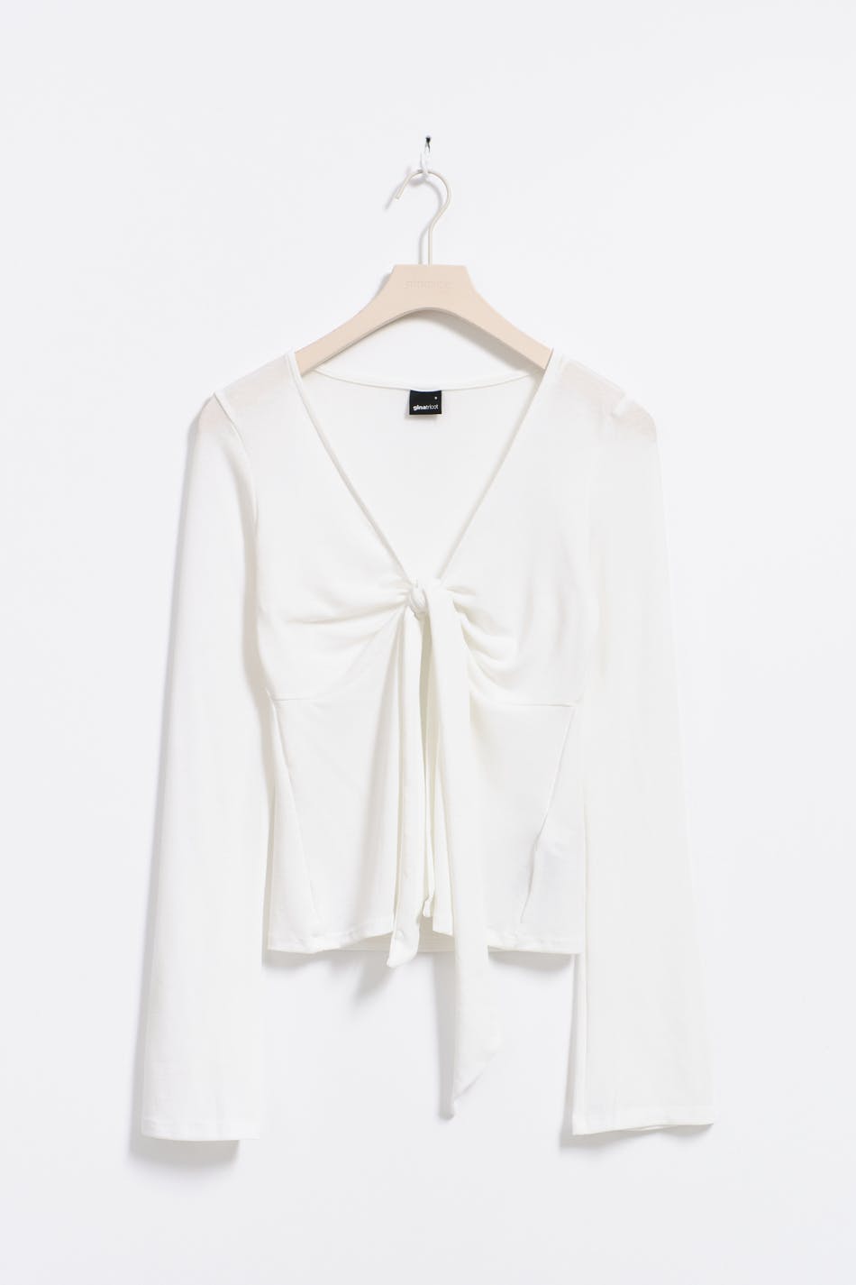 Tie front long sleeve top