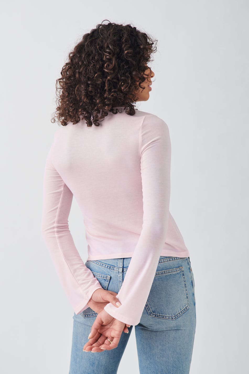Tie front long sleeve top