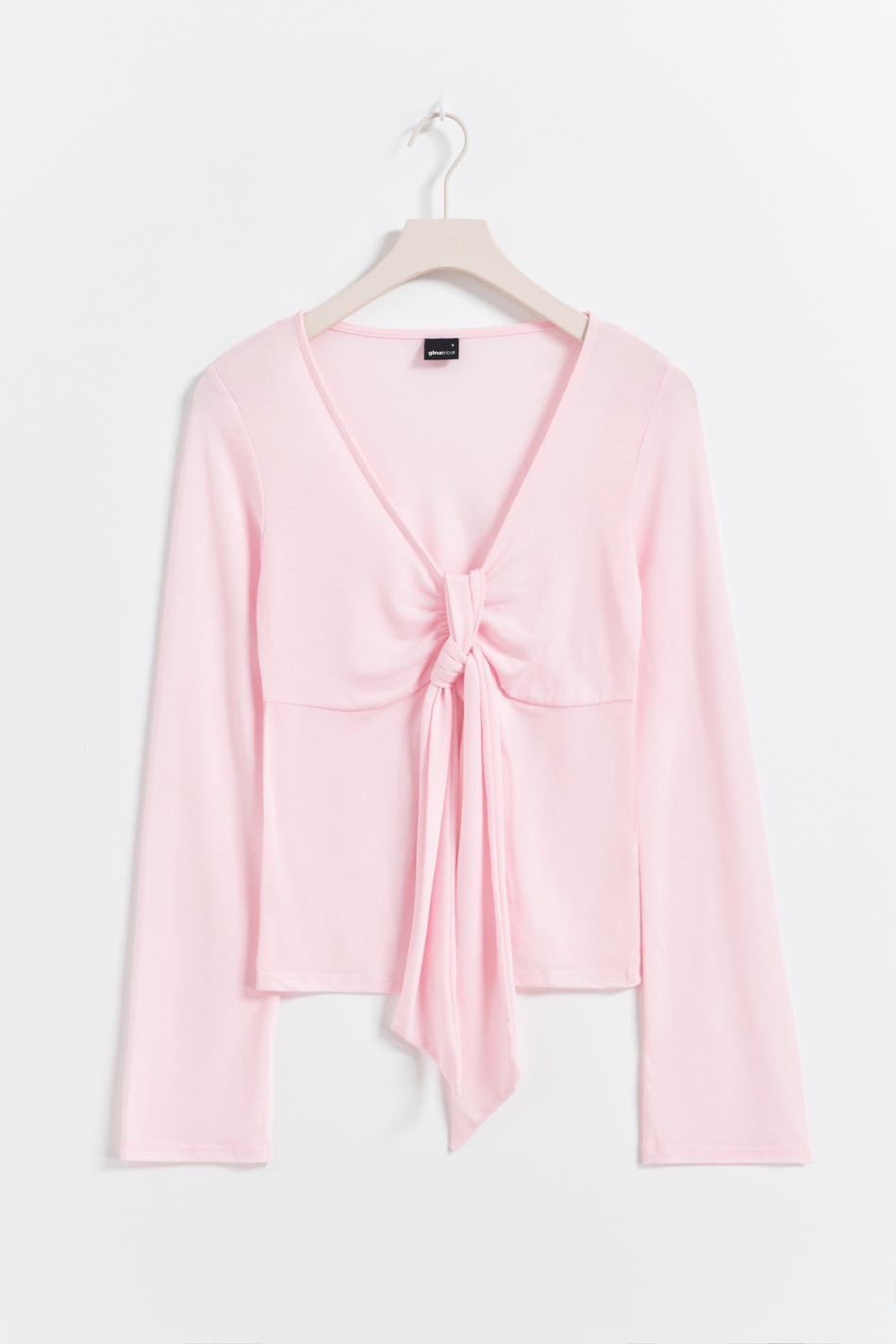 Tie front long sleeve top