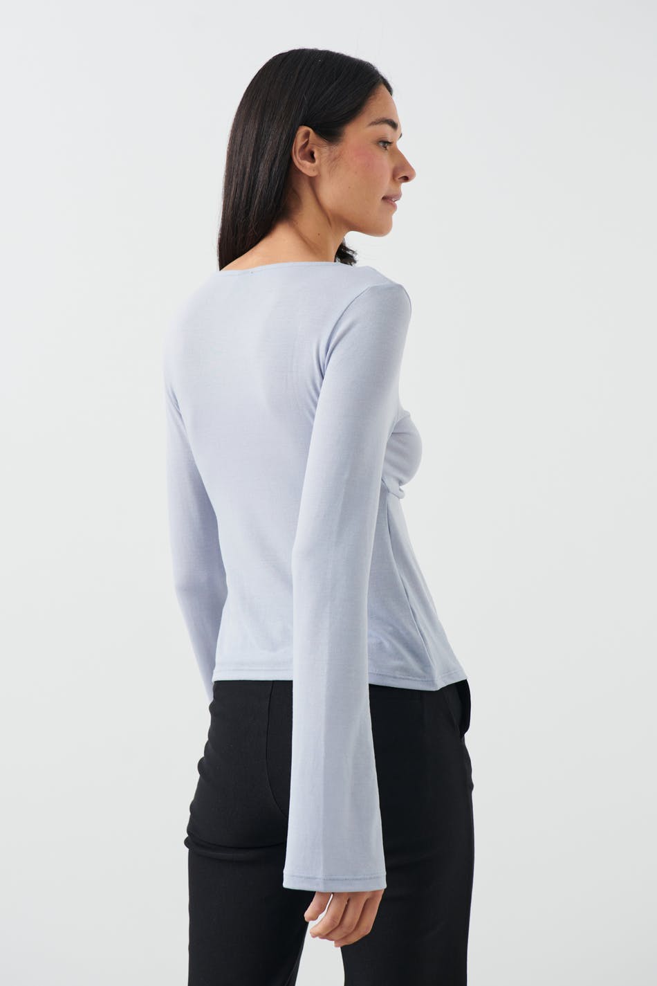 Tie front long sleeve top