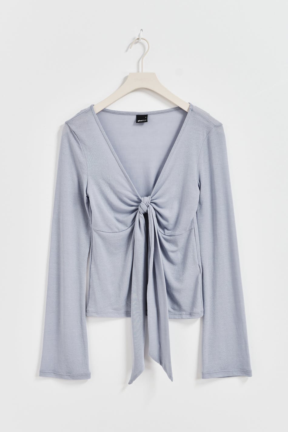 Tie front long sleeve top