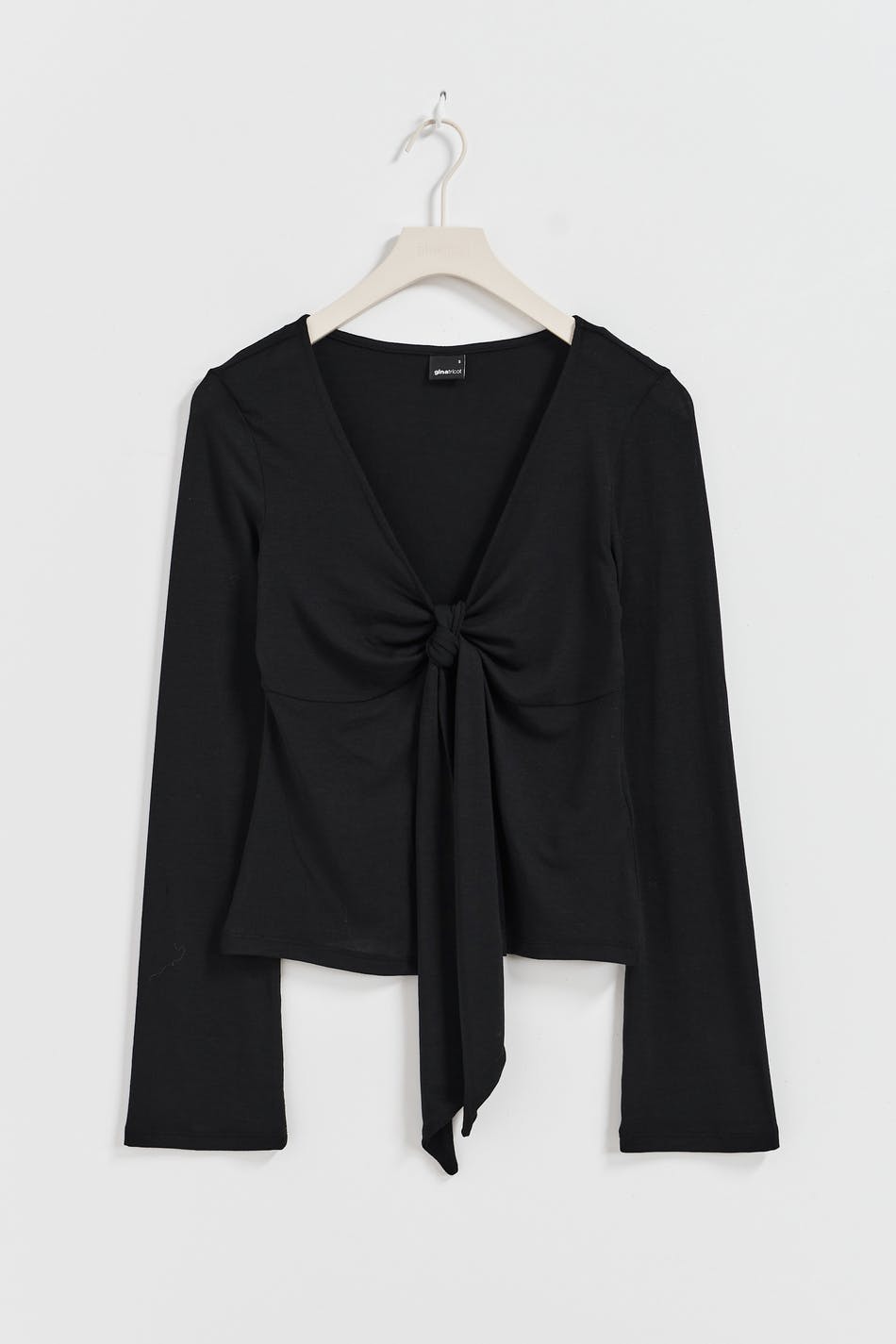 Tie front long sleeve top