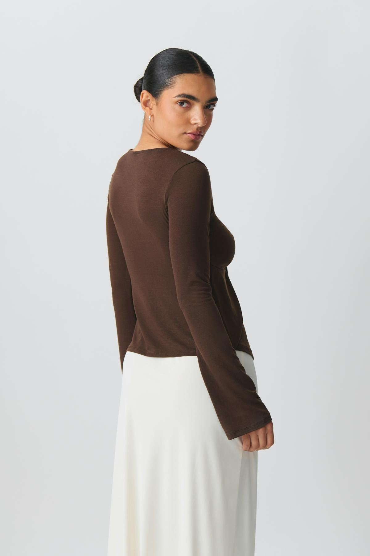 Tie front long sleeve top