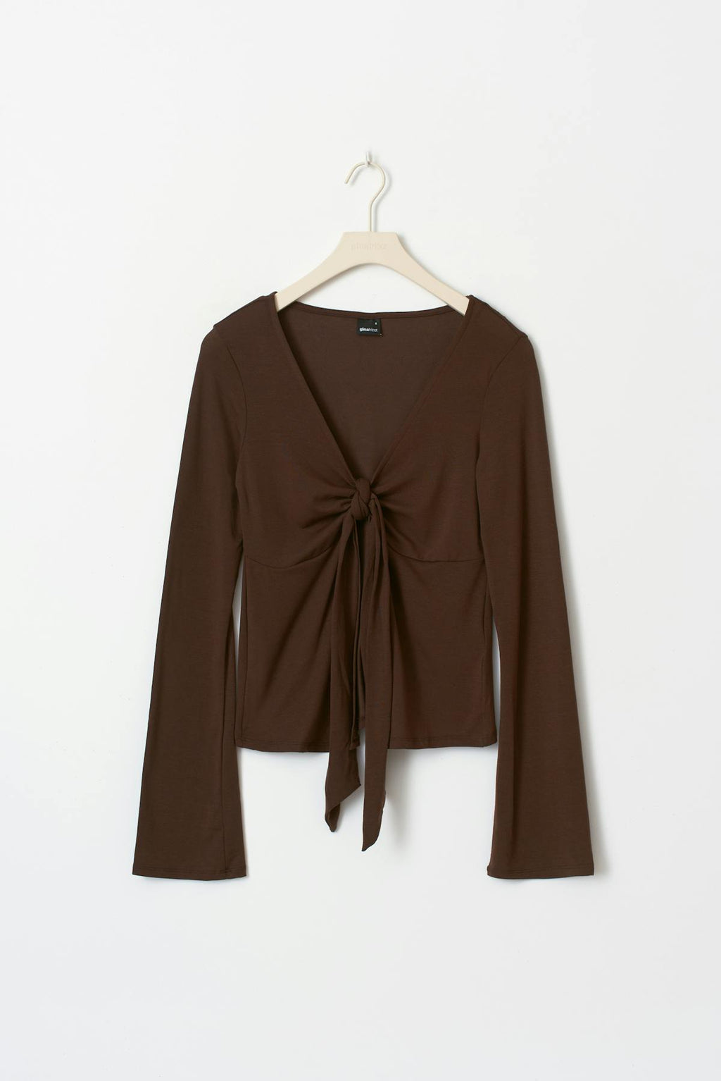 Tie front long sleeve top