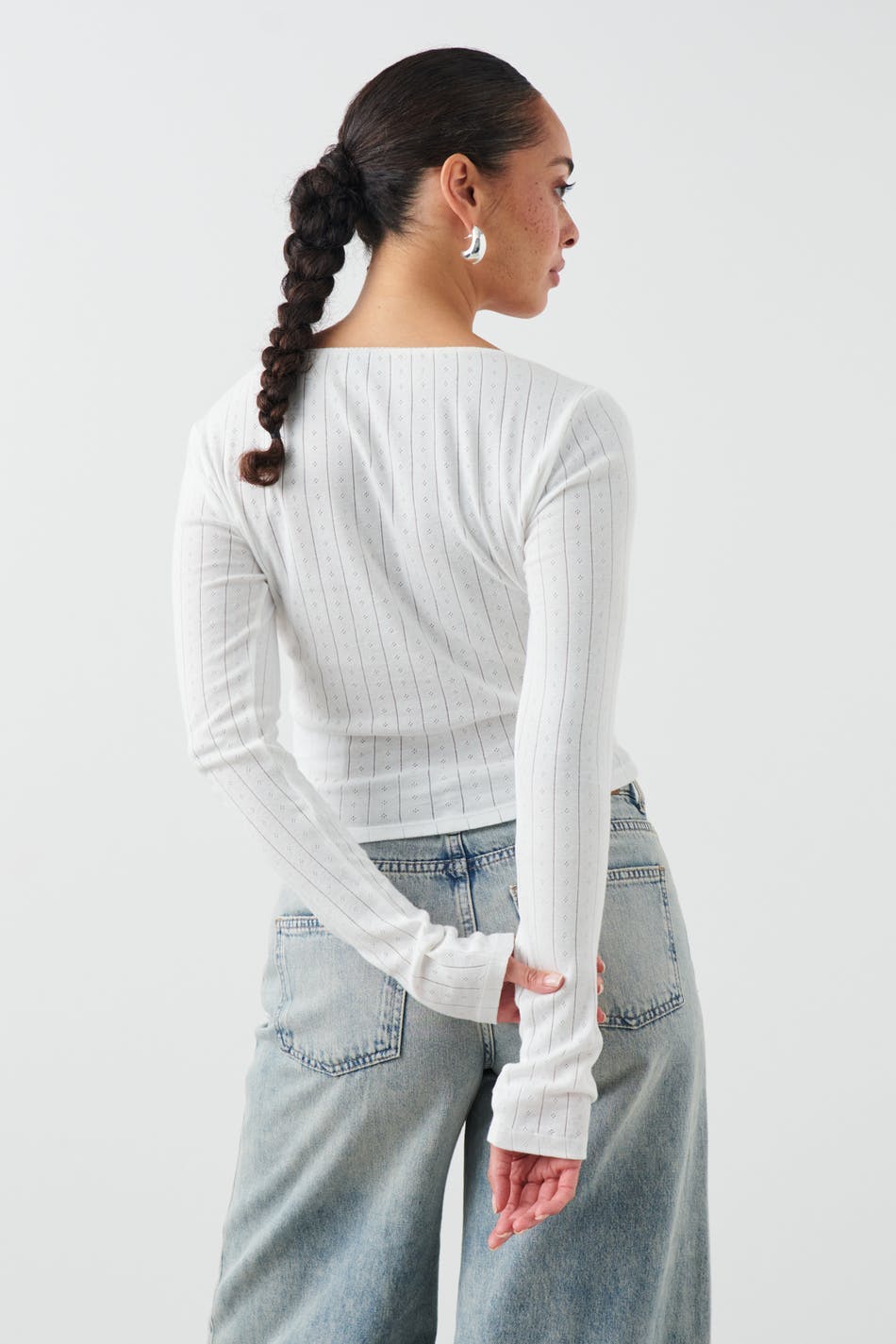 Pointelle bow top