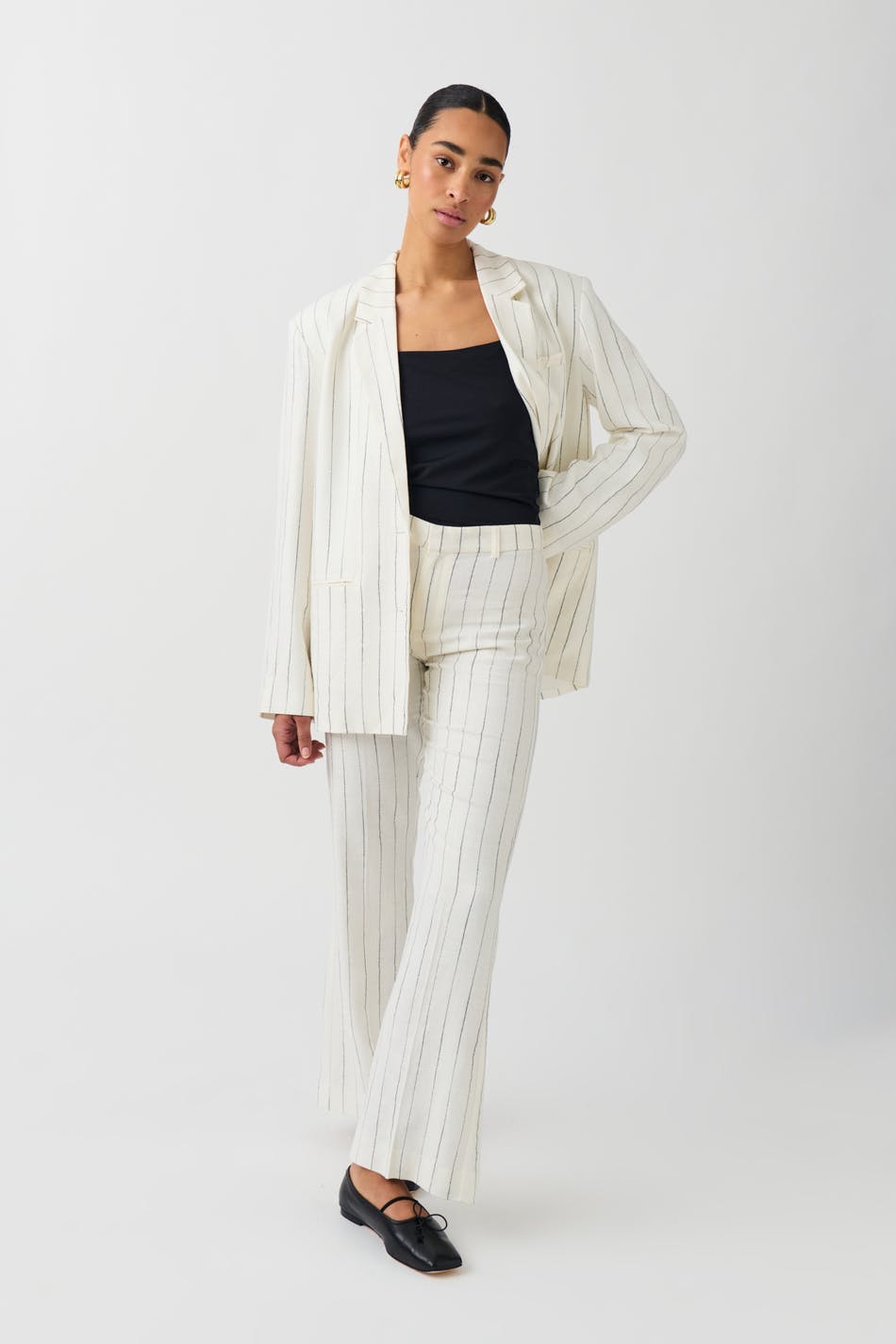 Texture linen blend trousers